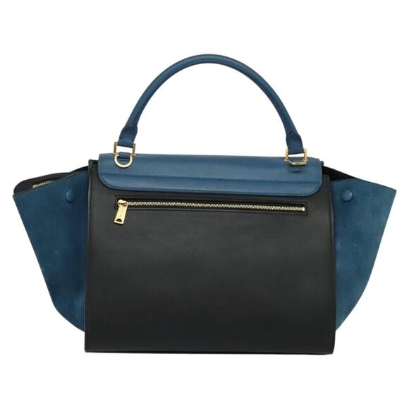 CELINE Trapeze Hand Bag Leather Blue Gold - Picture 3 of 13